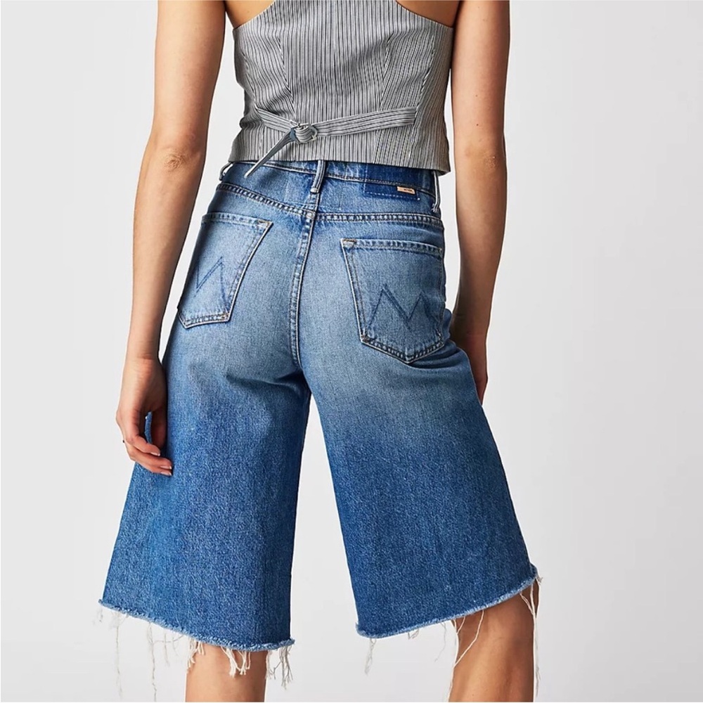 MOTHER Blue Denim Women Shorts Bermudas